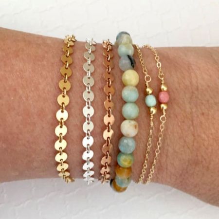 Round Disc dainty bracelet, Brass handamde jewelry, 18k gold plated